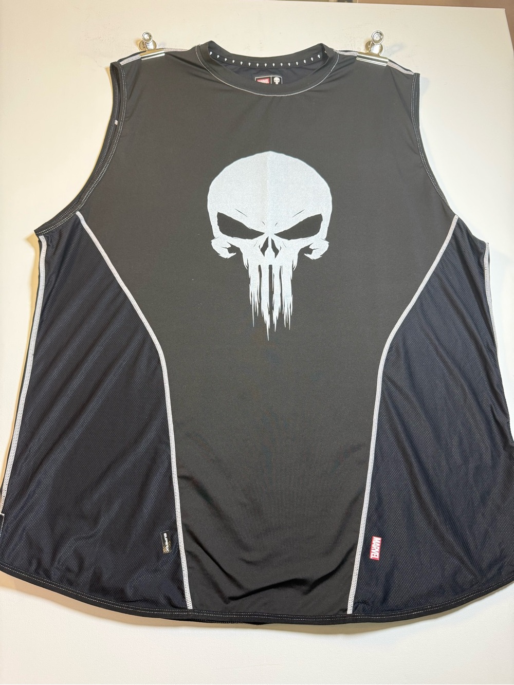 Marvel Black Athletic Tank with White/Gray Punisher Skull